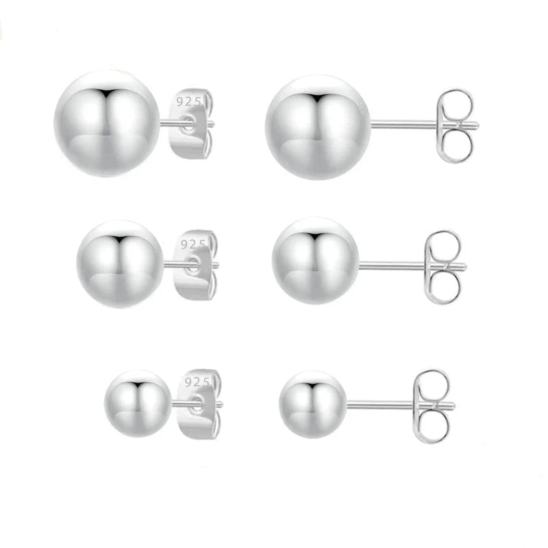 Ball Stud Earrings 925 Sterling Silver