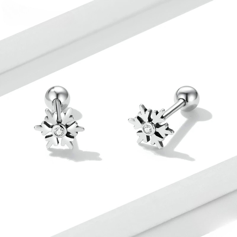 Crystal Snowflake Stud Earrings + Adjustable Ring Set