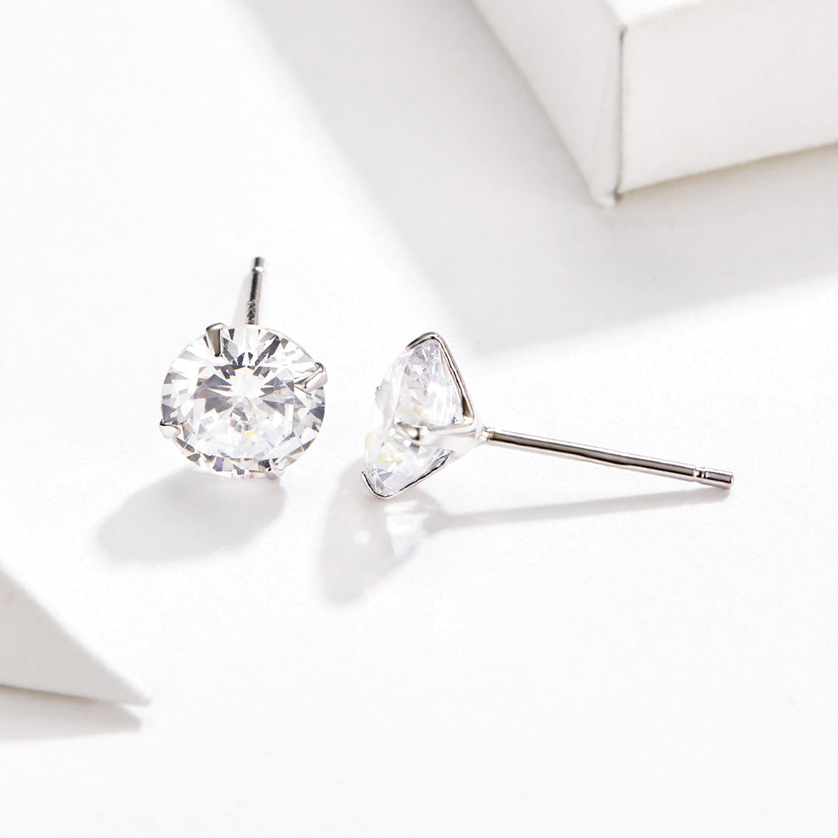 Earrings 925 Sterling Silver Round Cubic Zirconia Hypoallergenic