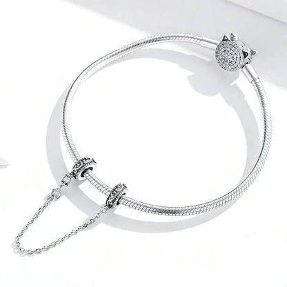 Safety Chain with Silicone Stopper 925 Sterling Silver