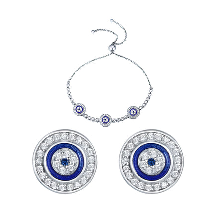 Sacred Vintage Demon Eye Stud Earrings Necklace Bracelet Sets