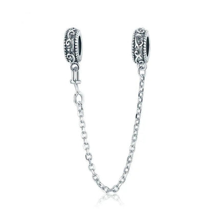 Safety Chain with Silicone Stopper 925 Sterling Silver