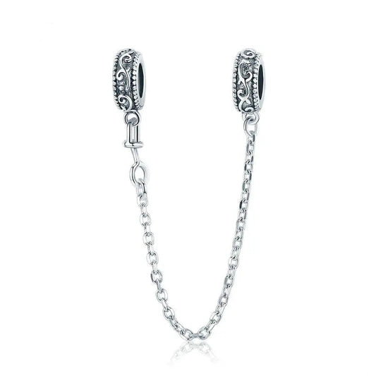 Safety Chain with Silicone Stopper 925 Sterling Silver