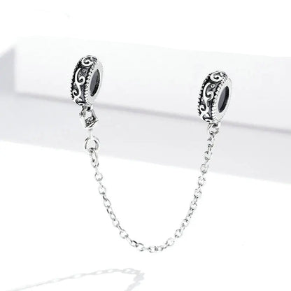 Safety Chain with Silicone Stopper 925 Sterling Silver