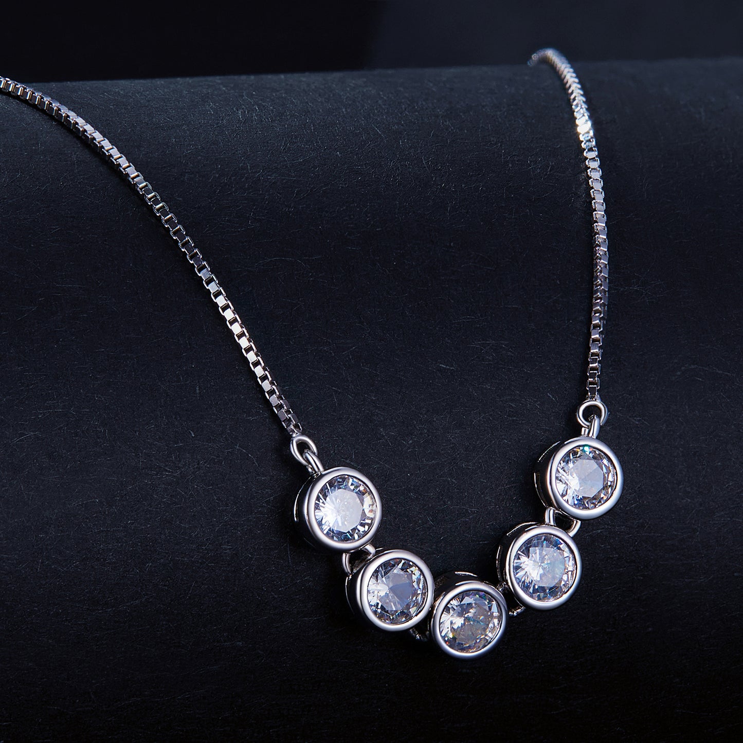 Round Moissanite Necklace 925 Sterling Silver