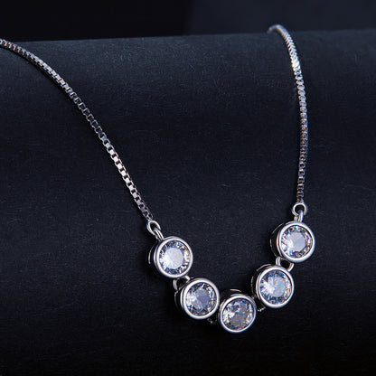 Round Moissanite Necklace 925 Sterling Silver