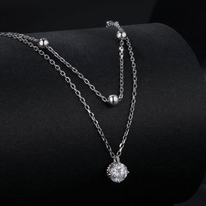 Necklace 925 Sterling Silver Moissanite Layered Pendant