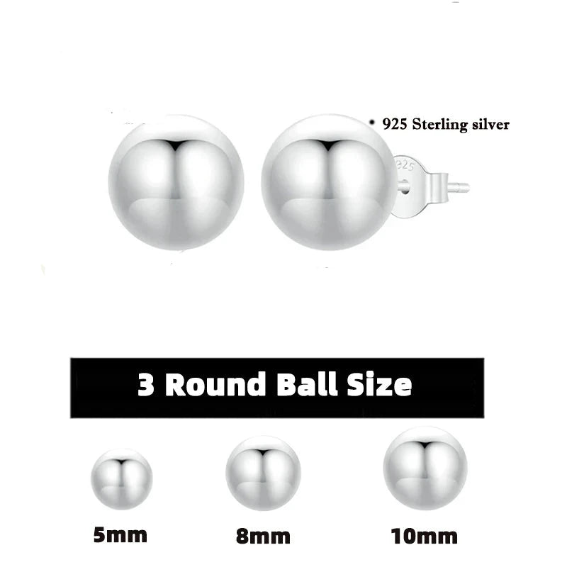 Ball Stud Earrings 925 Sterling Silver