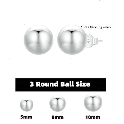 Ball Stud Earrings 925 Sterling Silver