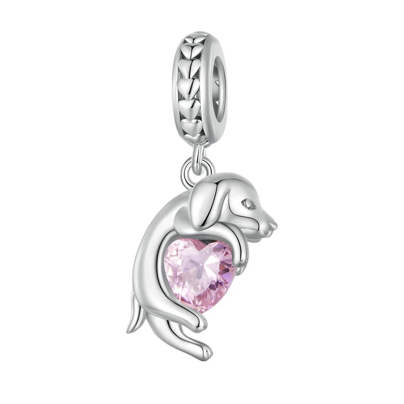 Pet Dog Charm Beads 925 Sterling Silver