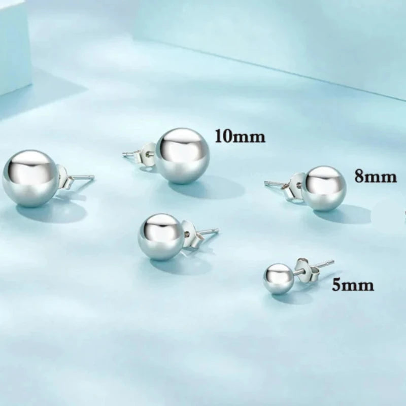 Ball Stud Earrings 925 Sterling Silver