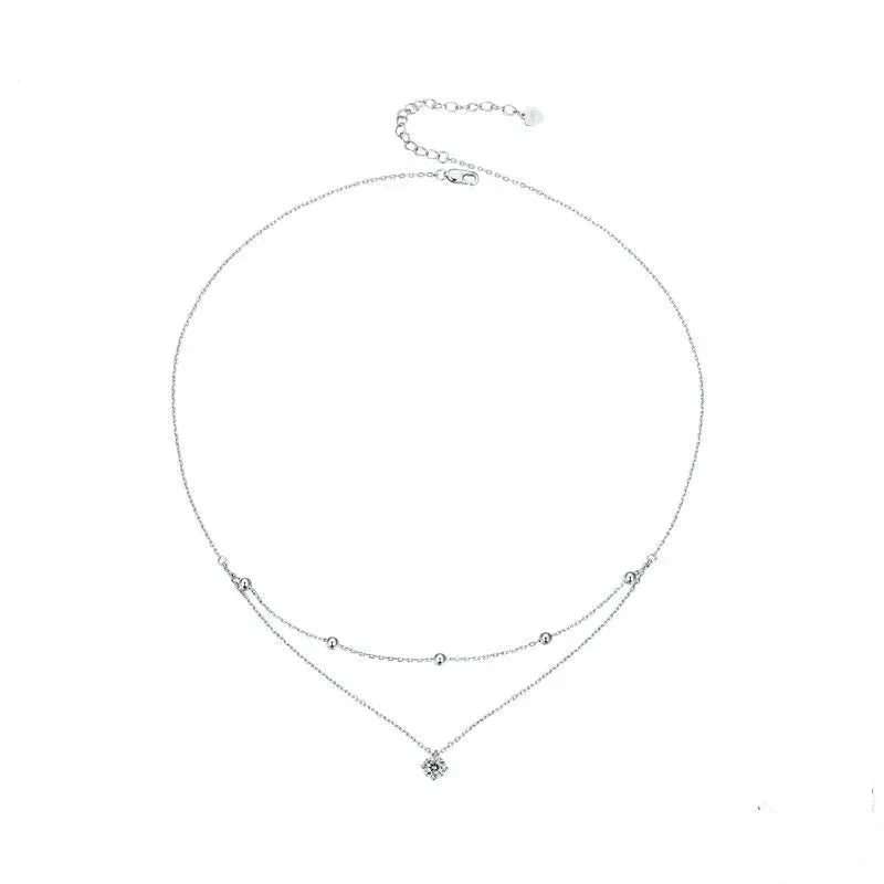 Necklace 925 Sterling Silver Moissanite Layered Pendant