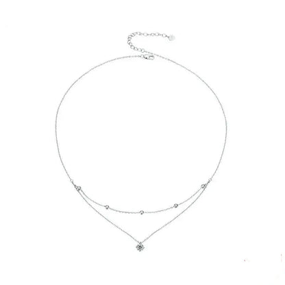 Necklace 925 Sterling Silver Moissanite Layered Pendant