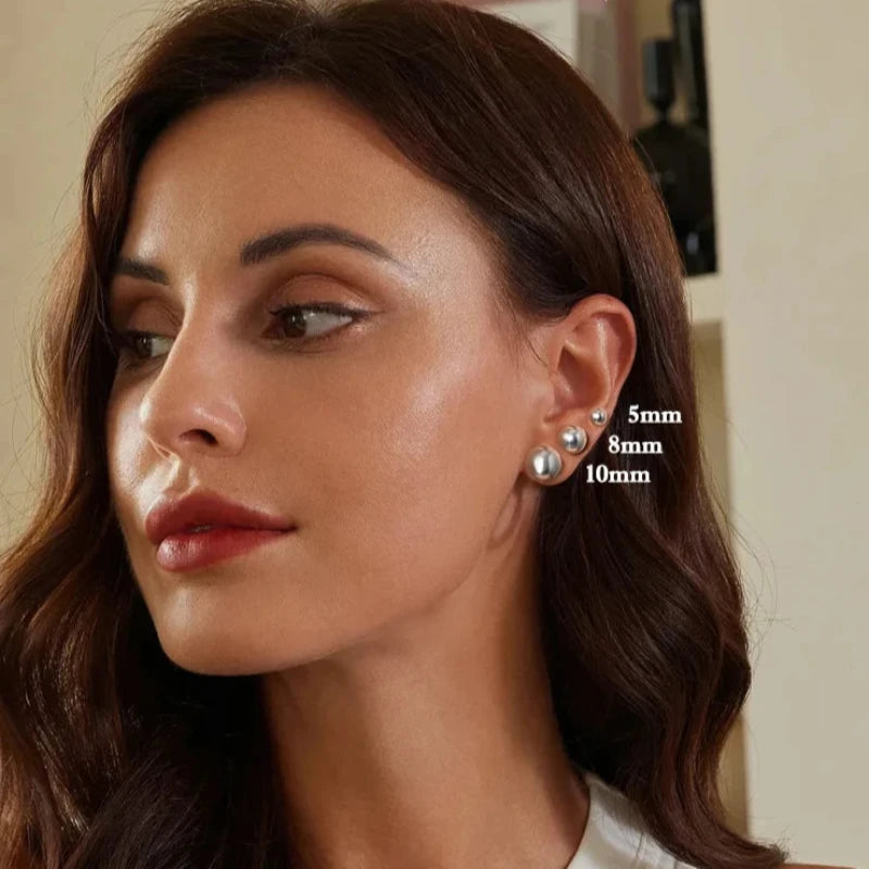 Ball Stud Earrings 925 Sterling Silver