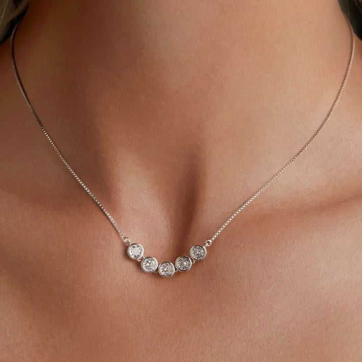 Round Moissanite Necklace 925 Sterling Silver