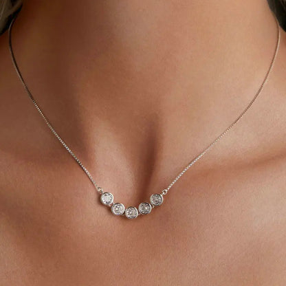 Round Moissanite Necklace 925 Sterling Silver