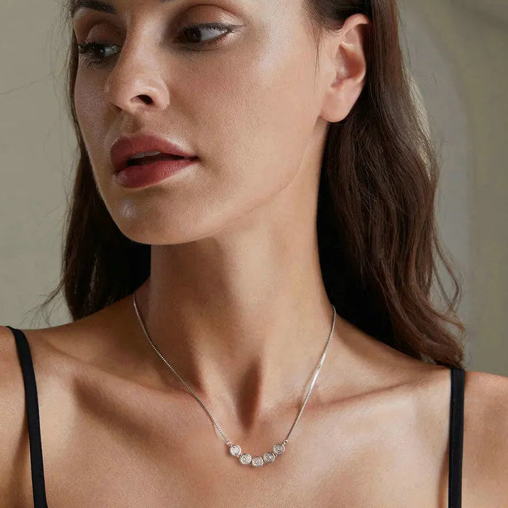 Round Moissanite Necklace 925 Sterling Silver
