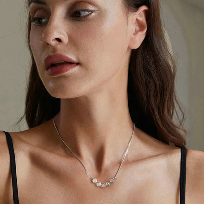 Round Moissanite Necklace 925 Sterling Silver