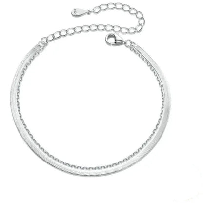 Bracelet 925 Sterling Silver Snake Chain Layered