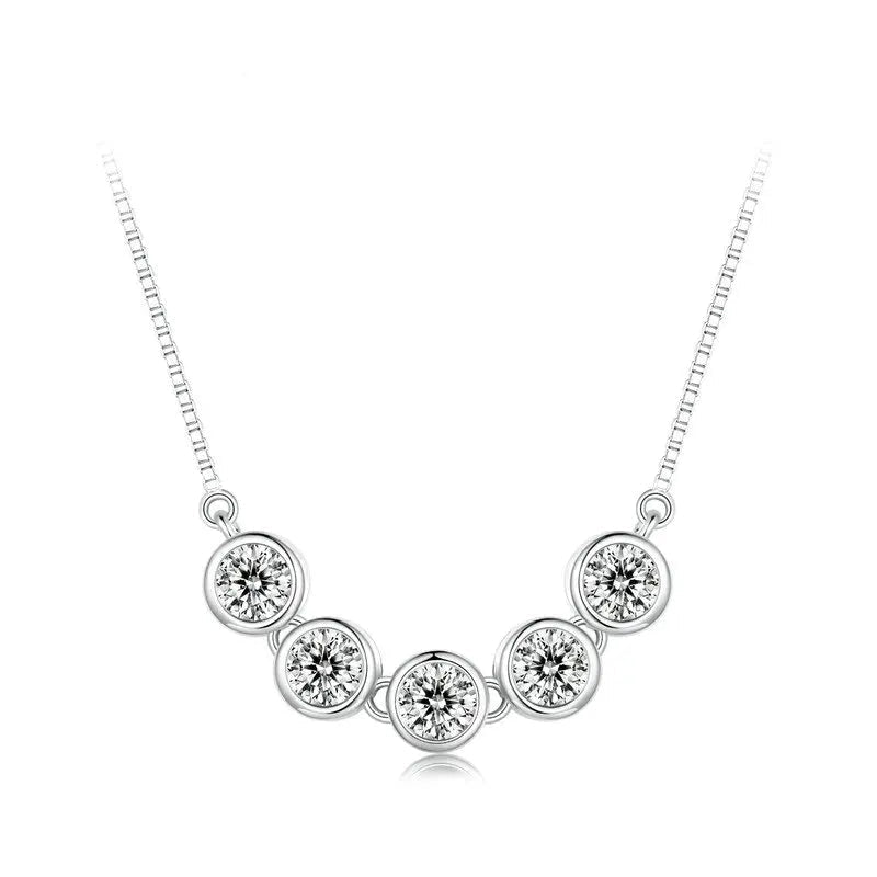 Round Moissanite Necklace 925 Sterling Silver