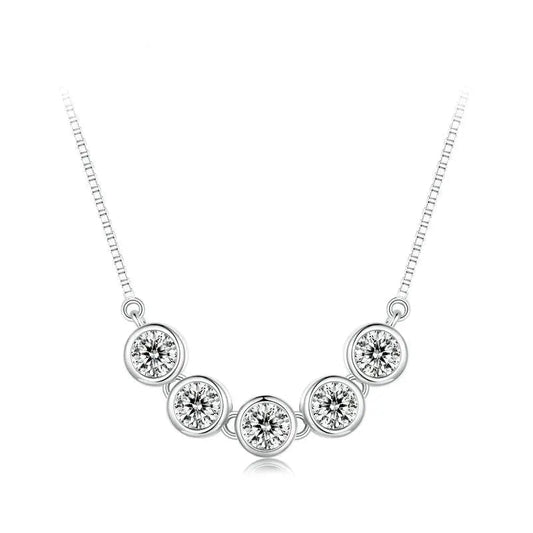 Round Moissanite Necklace 925 Sterling Silver