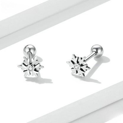 Crystal Snowflake Stud Earrings + Adjustable Ring Set