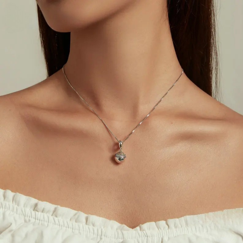 Gift Box Dangle Ball Pendant Necklace