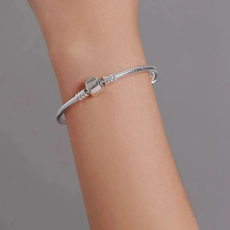 Bracelet Bangle 925 Sterling Silver for Charm Beads