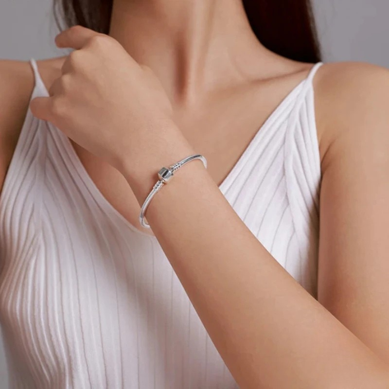 Bracelet Bangle 925 Sterling Silver for Charm Beads