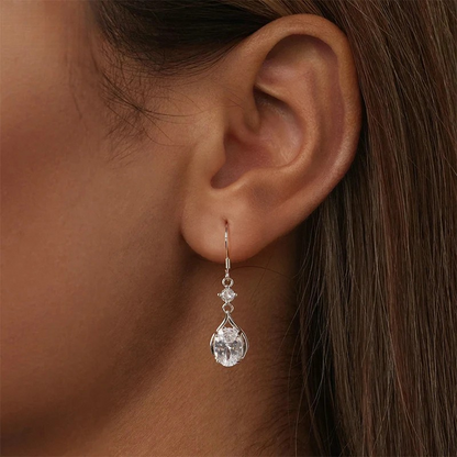 Teardrop Earrings+Necklace Cubic Zirconia Round Set