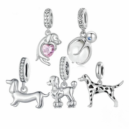 Pet Dog Charm Beads 925 Sterling Silver