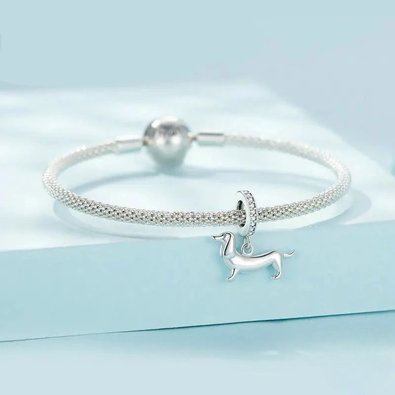 Pet Dog Charm Beads 925 Sterling Silver