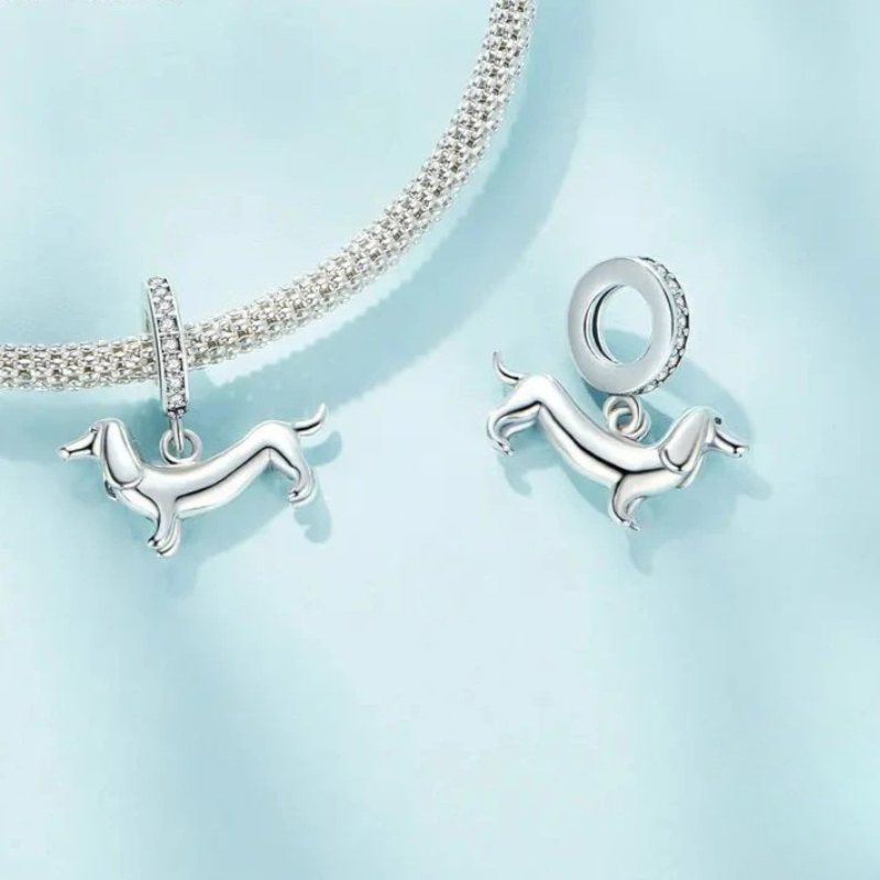 Pet Dog Charm Beads 925 Sterling Silver